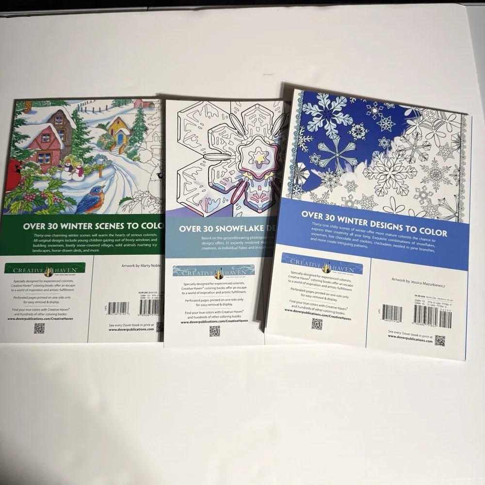 Adult Coloring Books Winter Themes Set Of 3, Snowflakes, Winter Scapes, Scenes